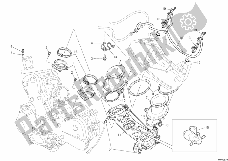 Todas as partes de Corpo Do Acelerador do Ducati Superbike 848 USA 2008